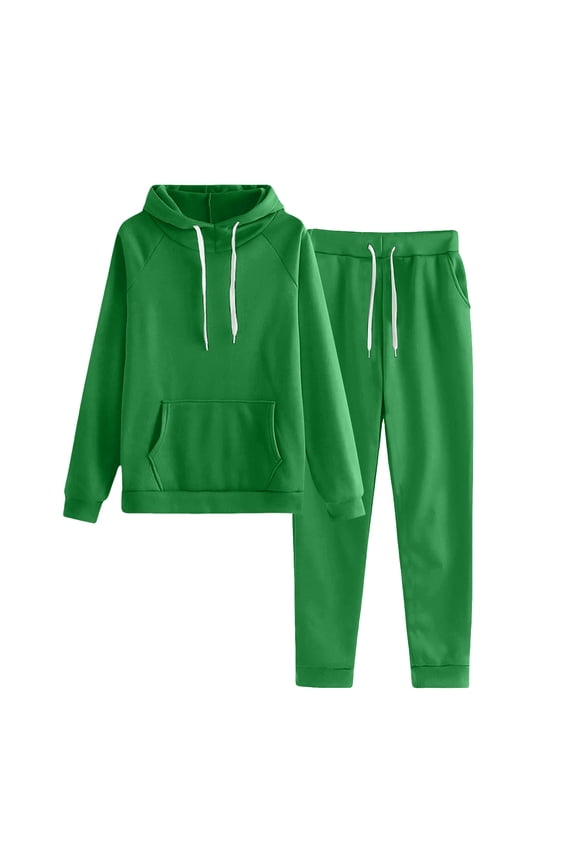 Womens 2 Piece Outfits Lounge Hoodie Sweatsuit Sets Oversized Sweatshirt Baggy Comfy Sweatpants with Pockets (Green, M)