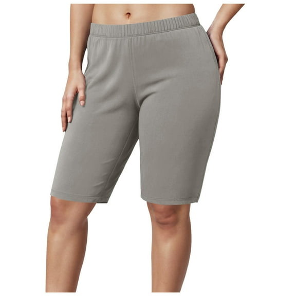 vigerkar Womens 2025 Summer casual Soft Cotton Shorts with Pockets Grey, 5XL