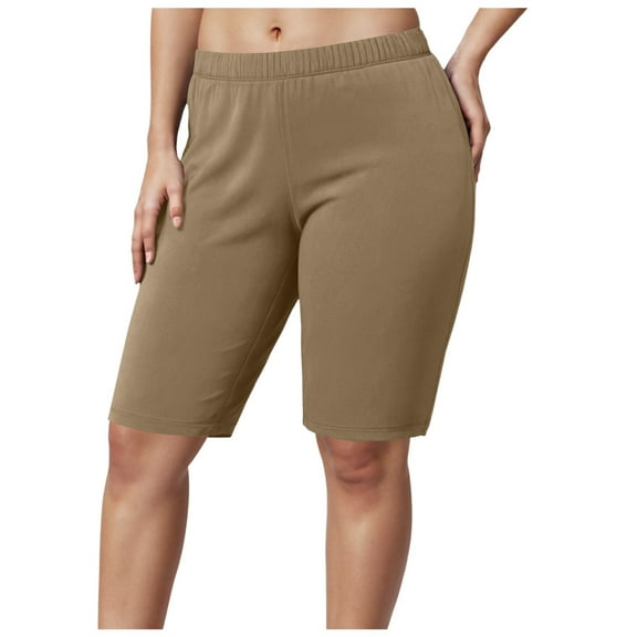 vigerkar Womens 2025 Summer casual Soft Cotton Shorts with Pockets Khaki, 5XL