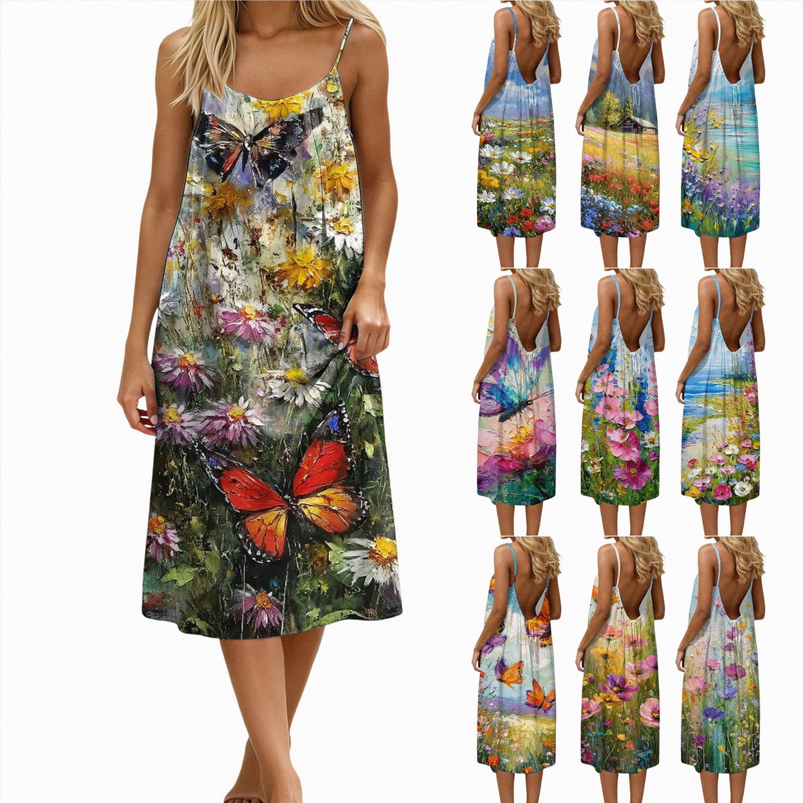 vigerkar Womens 2026 Summer Backless Cami Maxi Dress Sleeveless Boho ...