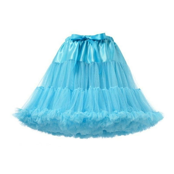 vigerkar Womens 3-Layered Pleated Tulle Petticoat Tutu Puffy Party Skirt Sky Blue, One Size