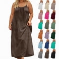 thumbnail image 1 of vigerkar Womens Backless Cami Dresses Cotton Linen Sundress Spring Summer 2026 Dressy Casual Lounge Open Back Dress (Khaki, 5XL), 1 of 5