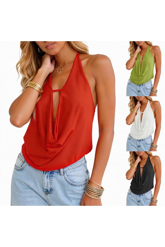 Womens Backless Shirt Sleeveless Top Tie Up Open Back Crop Tops Summer (Black, M)