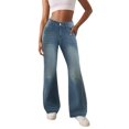 thumbnail image 1 of vigerkar Womens Baggy Wide Leg Casual Jeans Mid Waisted Stretchy Boyfriend Y2K Denim Pants Blue, S, 1 of 9
