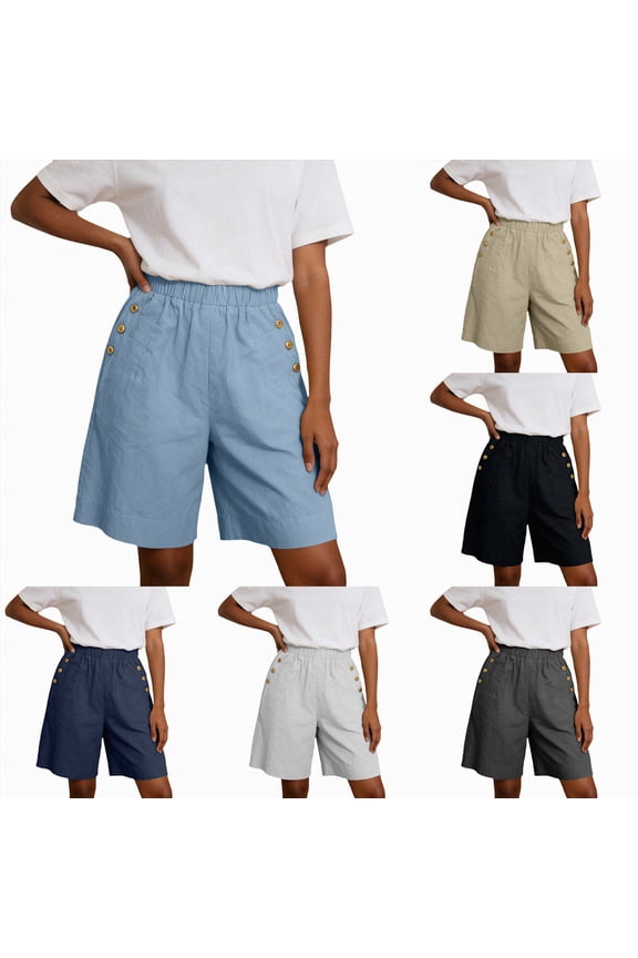 Womens Bermuda Shorts High Waist Loose Capris Wide Leg Comfy Summer Beach Casual Dressy Pant with Pockets (White, S)