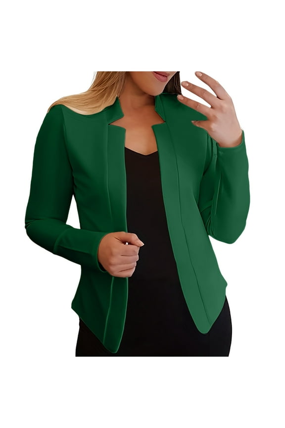 Womens Business Casual Blazer 2025 Long Sleeve Notch Collar Open Front Work Office Crop Blazer Jacket Green, L