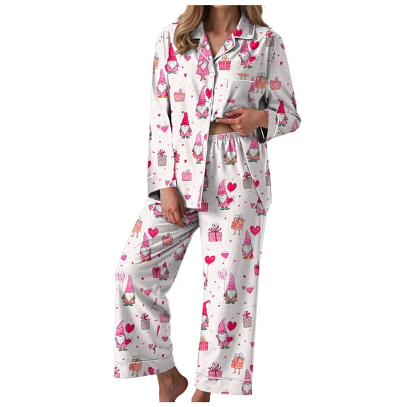 vigerkar Womens Button Down Pajama Sets Soft Pajamas for Women 2 Piece Long Sleeve Cute Pjs Comfy Soft Lounge Set (Hot Pink, L)