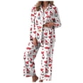 thumbnail image 1 of vigerkar Womens Button Down Pajama Sets Soft Pajamas for Women 2 Piece Long Sleeve Cute Pjs Comfy Soft Lounge Set (Watermelon Red, XXL), 1 of 6