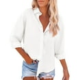 thumbnail image 1 of vigerkar Womens Button Down Shirts Long Sleeve Dress Linen Shirts Casual Collared Cotton Button Up Blouses Oversized Tops with Pockets White, XXL, 1 of 6