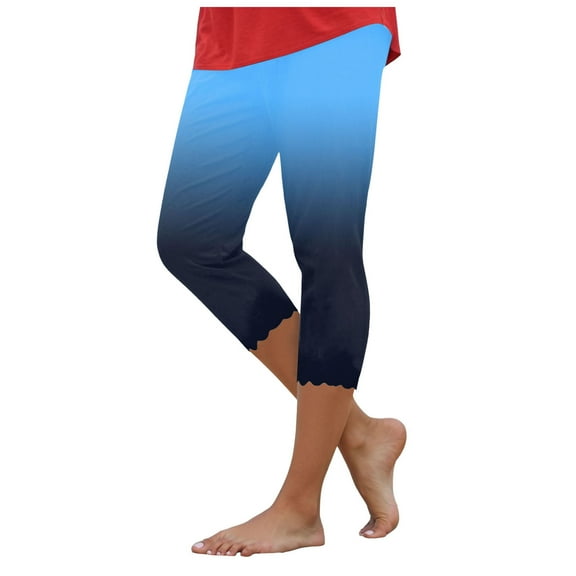 vigerkar Womens Capri Leggings High Waisted Tummy Control Yoga Pants Casual Workout Capris Buttery Soft Leggings 2025 Summer Blue, XL