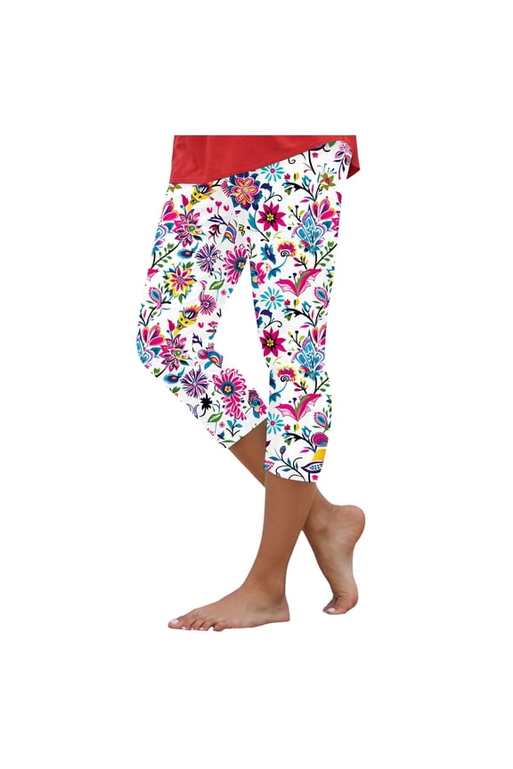 Womens Capris for Summer Dressy Cropped High Waist Yoga Pants Comfy Stretchy Leggings Workout Pants Hot Pink, XL