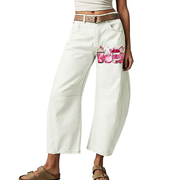 vigerkar Womens Cargo Pants Women Baggy Wide Leg High Waist Casual Pants Jean Stretch Pants 2025 Brick Red, S