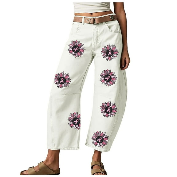 vigerkar Womens Cargo Pants Women Baggy Wide Leg High Waist Casual Pants Jean Stretch Pants 2025 Pink, XXL