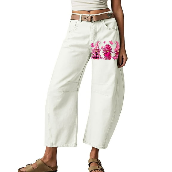 vigerkar Womens Cargo Pants Women Baggy Wide Leg High Waist Casual Pants Jean Stretch Pants 2025 Rose Gold, L