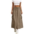 thumbnail image 1 of vigerkar Womens Cargo Skirt High Waisted Drawstring Quick Dry Maxi Skirt Trendy Back Slit Fashion A Line Long Skirts (Coffee, XXL), 1 of 8