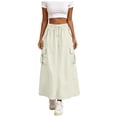 thumbnail image 1 of vigerkar Womens Cargo Skirt High Waisted Drawstring Quick Dry Maxi Skirt Trendy Back Slit Fashion A Line Long Skirts (Khaki, S), 1 of 9