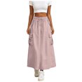 thumbnail image 1 of vigerkar Womens Cargo Skirt High Waisted Drawstring Quick Dry Maxi Skirt Trendy Back Slit Fashion A Line Long Skirts (Red, L), 1 of 8