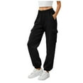 thumbnail image 1 of vigerkar Womens Cargo Sweatpants Oversized Joggers Baggy Athletic Pants with Pockets (Black, XXL), 1 of 7