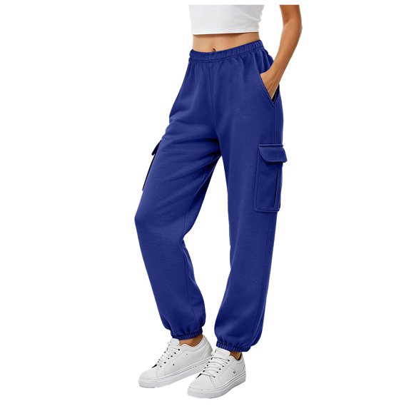 vigerkar Womens Cargo Sweatpants Oversized Joggers Baggy Athletic Pants with Pockets (Blue, M)