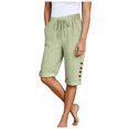 thumbnail image 1 of vigerkar Womens Casual Capri Pants Elastic Waist Solid Color 3/4 Wide Leg Summer Trousers with Pockets Green, M, 1 of 5