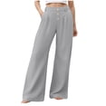 thumbnail image 1 of vigerkar Womens Casual Wide Leg Pants High Waisted Button Decor Loose Straight Long Trousers Dressy Palazzo Pant with Pockets Grey, M, 1 of 6