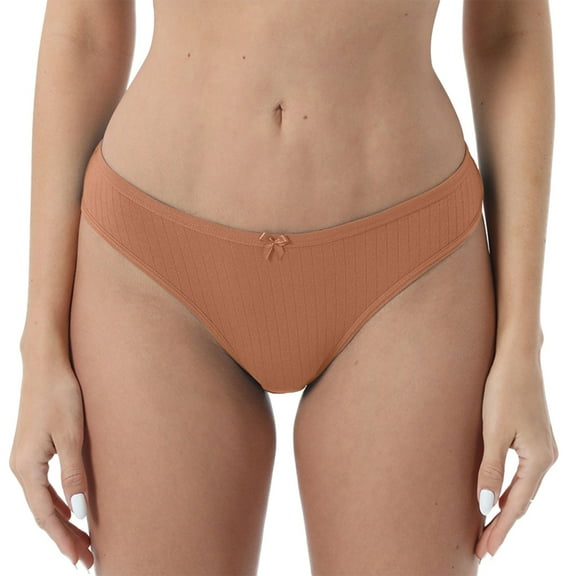 vigerkar Womens Cotton Panties Sexy Low Rise Ribbed Hipster Womens Bikini Underwear Cheeky E, M