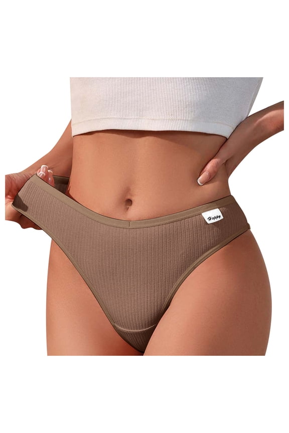 Womens Cotton Underwear Sexy Stretch Bikini Panties Low Rise Hipster Ladies Soft V-Waist Cheeky (Coffee, S)