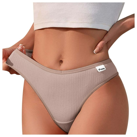 vigerkar Womens Cotton Underwear Sexy Stretch Bikini Panties Low Rise Hipster Ladies Soft V-Waist Cheeky (Khaki, L)