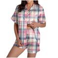 thumbnail image 1 of vigerkar Womens Cute Satin Pajama Set Print Short Sleeve Sleepwear Button Down Pjs Shorts Set Loungewear (Light Blue, L), 1 of 7