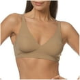 thumbnail image 1 of vigerkar Womens Deep V Bras Comfortable Bras Support Push Up Bralettes Low Cut no Underwire Bras Plunge Seamless Tshirts Bras Khaki, XXL, 1 of 5