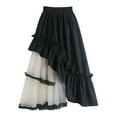 thumbnail image 1 of vigerkar Womens Elastic Waist Irregular Ruffle Long Skirt High Waisted Flowy Pleated A-Line Skirt Midi Skirts White, One Size, 1 of 4