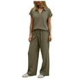 thumbnail image 1 of vigerkar Womens Fashion 2 Piece Outfit Lounge Set Cap Sleeve Polo Top and Pant Set Tracksuit Travel Matching Outfit (AG, S), 1 of 8