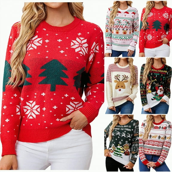 vigerkar Womens Funny Ugly Christmas Sweater Oversized Chunky Long Sleeve Crewneck Pullover Sweaters (Beige, M)