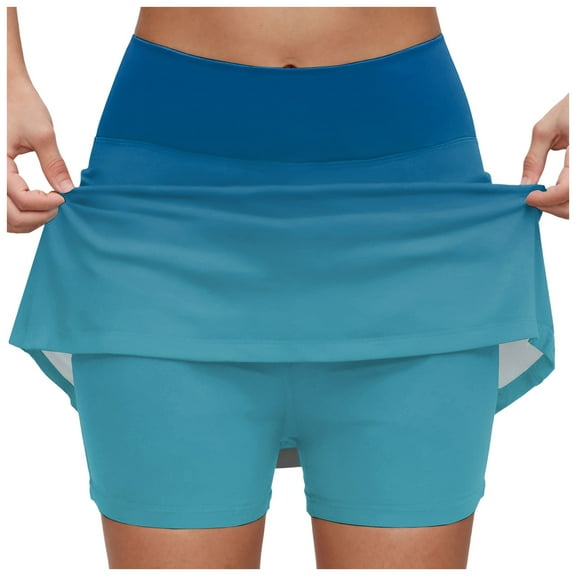 vigerkar Womens Gradient Color Skorts with Pockets Tummy Control Plus Size Skorts for Women High Waist Athletic Sports Skirt Casual Shorts Light Blue, M
