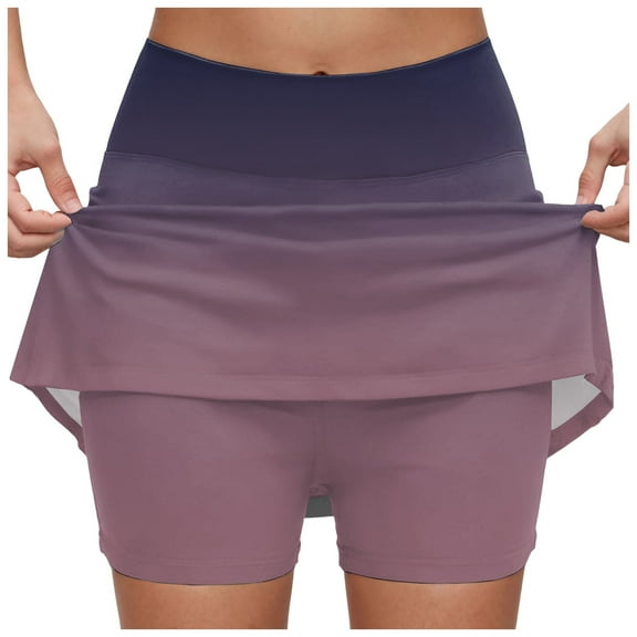 vigerkar Womens Gradient Color Skorts with Pockets Tummy Control Plus Size Skorts for Women High Waist Athletic Sports Skirt Casual Shorts Light Purple, S
