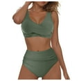 thumbnail image 1 of vigerkar Womens High Waisted Bikini Sets Two Piece Swimsuits V Neck Tummy Control Bathing Suits Green, S, 1 of 8