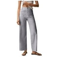 thumbnail image 1 of vigerkar Womens High Waisted Cropped Wide Leg Stretchy Straight Pants Trousers with Pockets Grey, XL, 1 of 6
