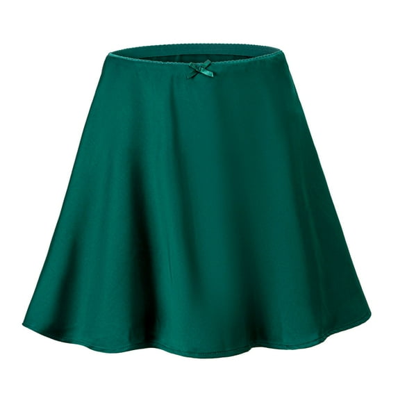 vigerkar Womens High Waisted Satin Mini Skirts Elegant A-Line Summer Stain Silk Short Skirt Party Skirts Green, XL