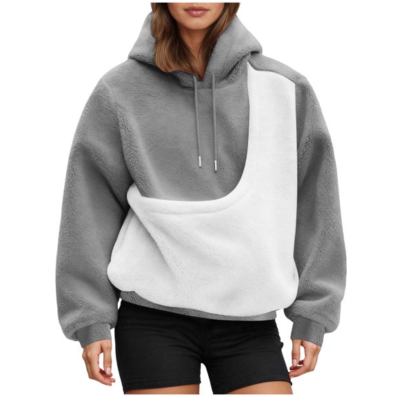 vigerkar Womens Kangaroo Pouch Color-block Hoodie for Dogs Cats Pet Carrier Hoodie Long Sleeve Hooded Pullover Animal Holder Sweatshirt (Grey, S)