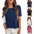 thumbnail image 1 of vigerkar Womens Knit Sweater Tops Short Sleeve Summer Tops Clothes Trendy T Shirts Fall (Navy, XL), 1 of 8