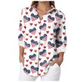 thumbnail image 1 of vigerkar Womens Long Sleeve Button Down Shirts Collared Tops Dressy Casual Patriotic Printed Blouses Shirt (White, XL), 1 of 5
