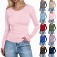 thumbnail image 1 of vigerkar Womens Long Sleeve Shirts Blouses Fall Fashion Ribbed Basic Tops Winter Clothes (Light Blue, S), 1 of 6