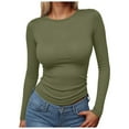 thumbnail image 1 of vigerkar Womens Long Sleeve Shirts Crew Neck Fitted Basic Going Out Crop Tops Fall Fashion Y2K Clothes (Green, XL), 1 of 4