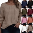 thumbnail image 1 of vigerkar Womens Long Sleeve Tunic Tops Fashion Loose Fit Dressy Tops Pleated Front Crewneck Shirts Business Casual Cute Tee (Wine, XL), 1 of 6