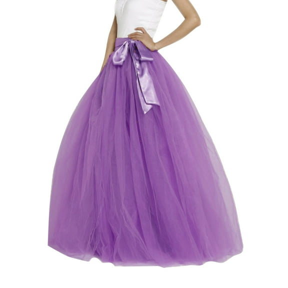 vigerkar Womens Long Tutu Party Evening Tulle Skirt Purple, One Size