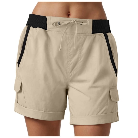 vigerkar Womens Loose Cargo Short Casual Summer Elastic Lightweight Hiking Short 2025 Trendy High Rise with Pockets Khaki, L