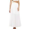 thumbnail image 1 of vigerkar Womens Maxi A-line Long Summer Skirt Elastic High Waist Flowy Skirt with Pockets White, XL, 1 of 3