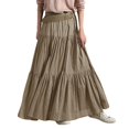 thumbnail image 1 of vigerkar Womens Maxi Skirt Drawstring High Waisted Summer Long Skirts Lightweight Tiered Flowy Floral Pleated Skirts With Pockets Brown, XXL, 1 of 4