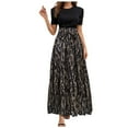 thumbnail image 1 of vigerkar Womens Maxi Skirt Tie-Waist High Waisted Summer Long Skirts Lightweight Tiered Flowy Floral Pleated Skirts Brown, XXL, 1 of 9