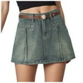thumbnail image 1 of vigerkar Womens Mini Denim Skirt Mid Waist Dress Low Waist Y2k Cute Jean Skirts Blue, XXXL, 1 of 9